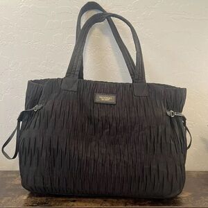 Victoria's Secret Black Tote Bag  Limited Edition Pleated Side Pulls EUC